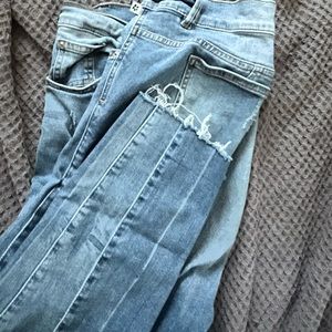 Oh Pomp distressed hem jeans